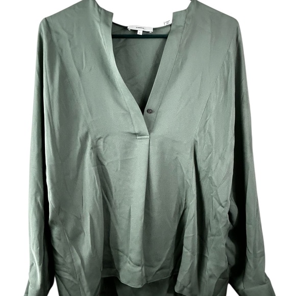 Vince womens Half Placket Long-Sleeve Silk Blouse mint green size small - Picture 3 of 7